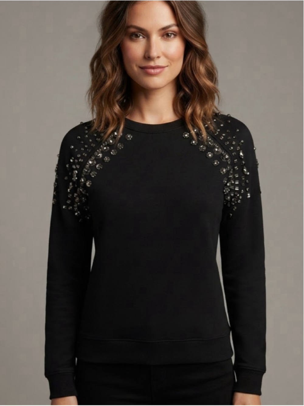 Le Superbe Black Embellished Sweatshirt Size XS